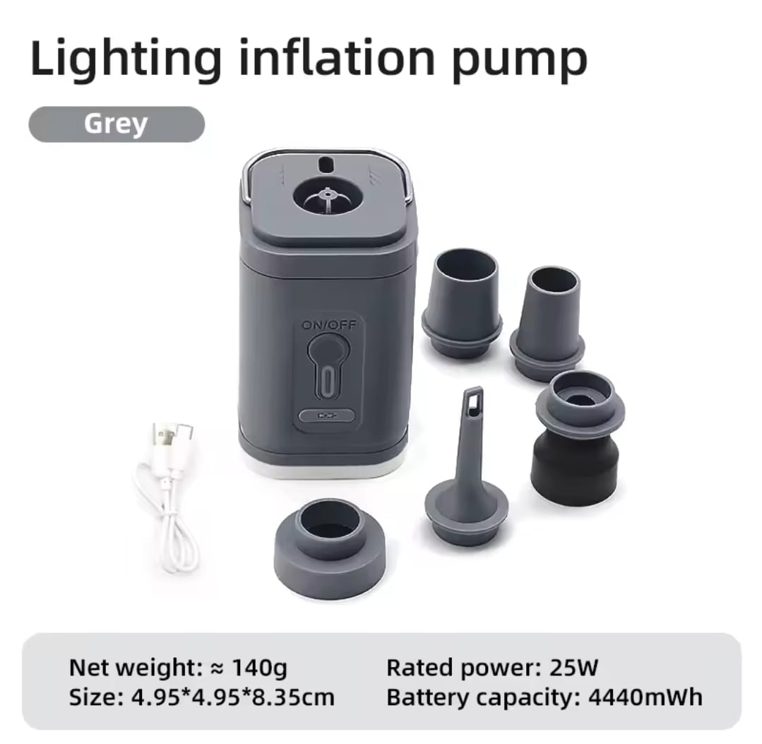 Bomba de aire inalámbrica con 5 boquillas, luz de Camping, 2400mAh, recargable por USB, anillo de natación inflable, flotador, colchón de aire, cama