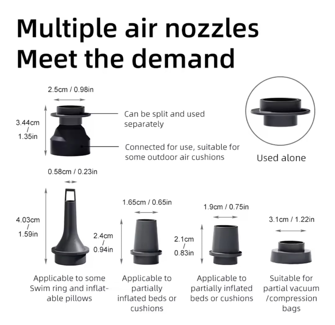 Bomba de aire inalámbrica con 5 boquillas, luz de Camping, 2400mAh, recargable por USB, anillo de natación inflable, flotador, colchón de aire, cama