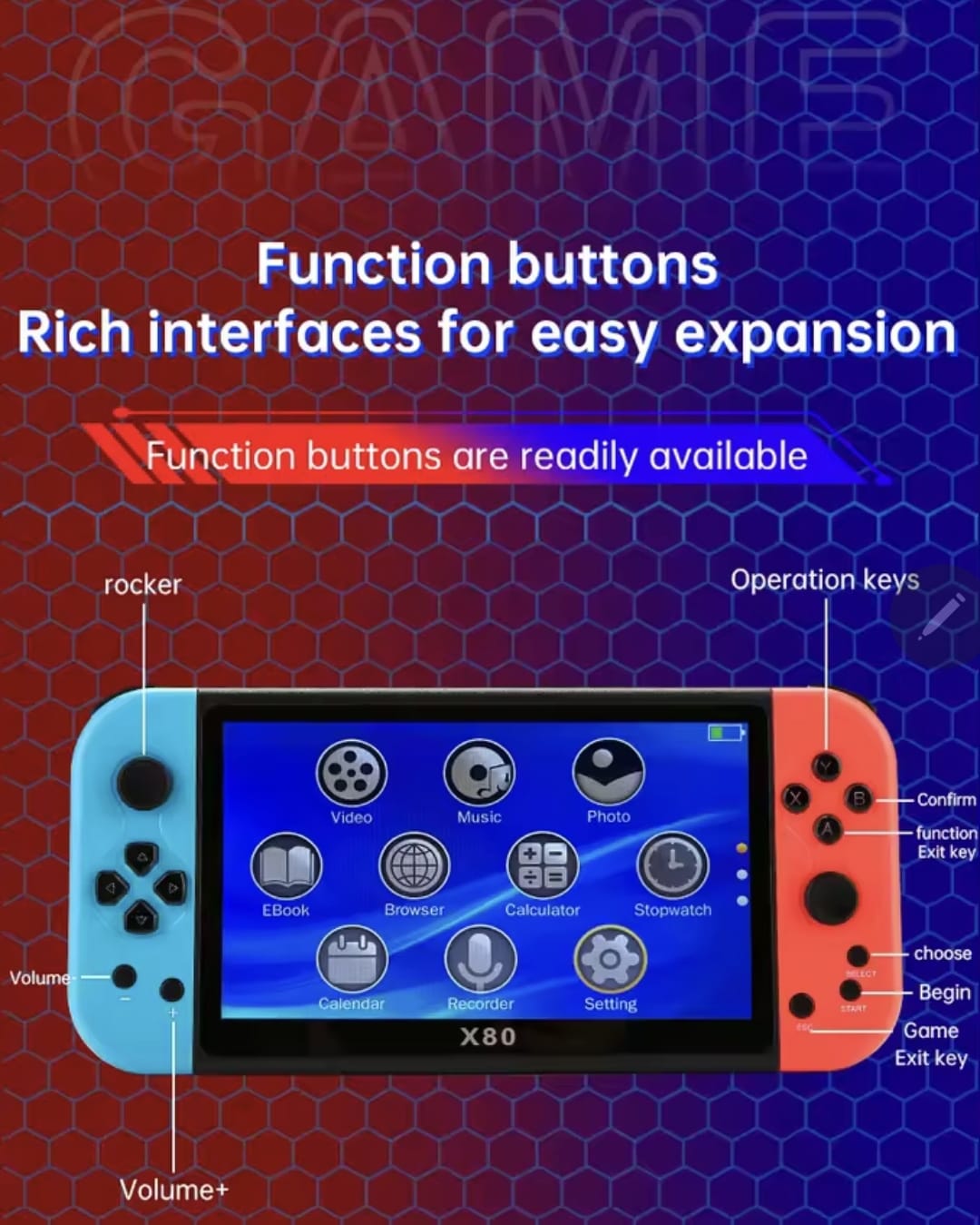 X80 consola de juegos multicolor