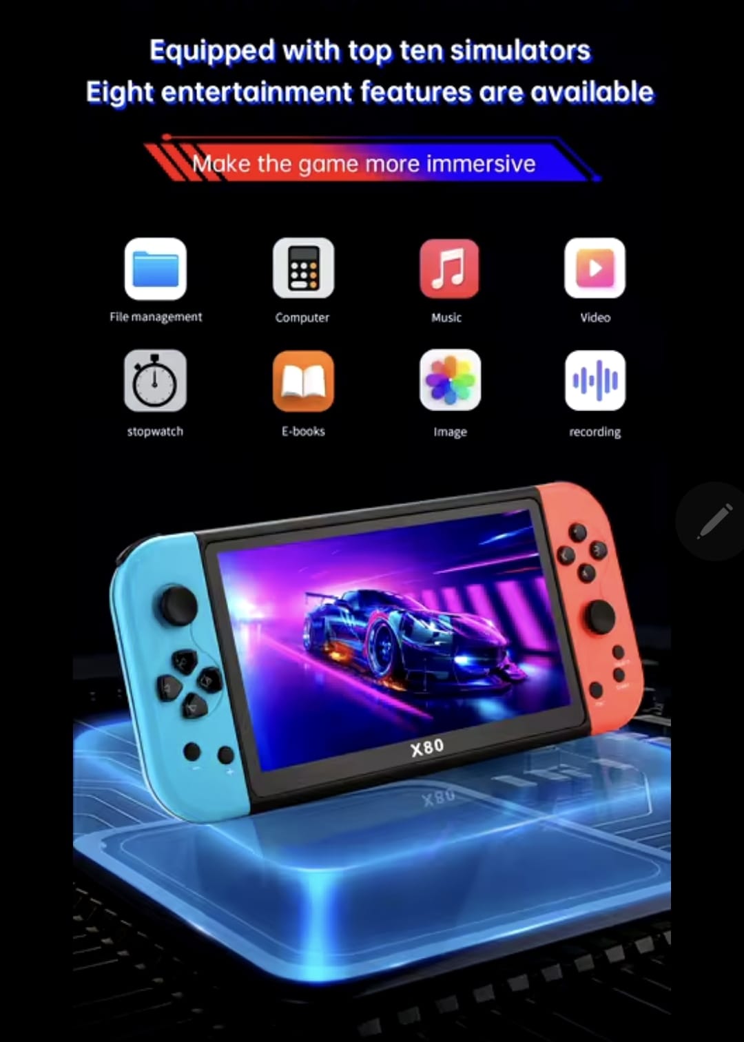 X80 consola de juegos multicolor